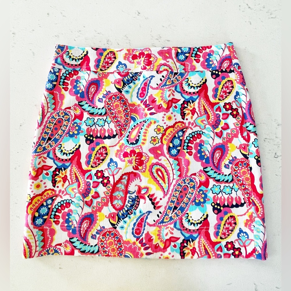 Talbots Floral Paisley Brightly Colored Summer Lined Skirt Size 12P